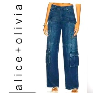 - Alice + Olivia Cay wide-leg cargo jeans- petite size 25